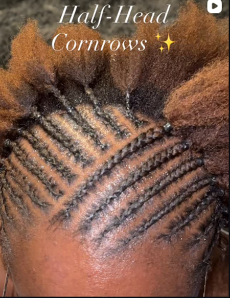 Half head cornrows (front)